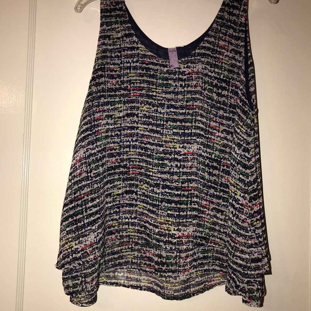Navy and multi colored tank top
